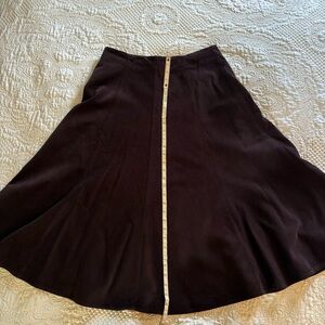 100% Cotton Corduroy Jones of New York Flared Skirt in Dark Brown